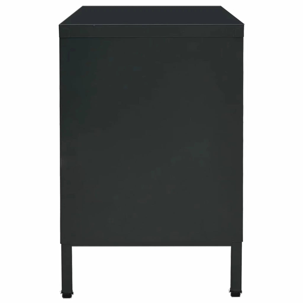 Black Steel TV Stand with Glass Doors S4990