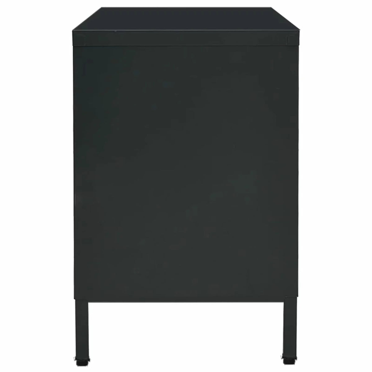 Black Steel TV Stand with Glass Doors S4990