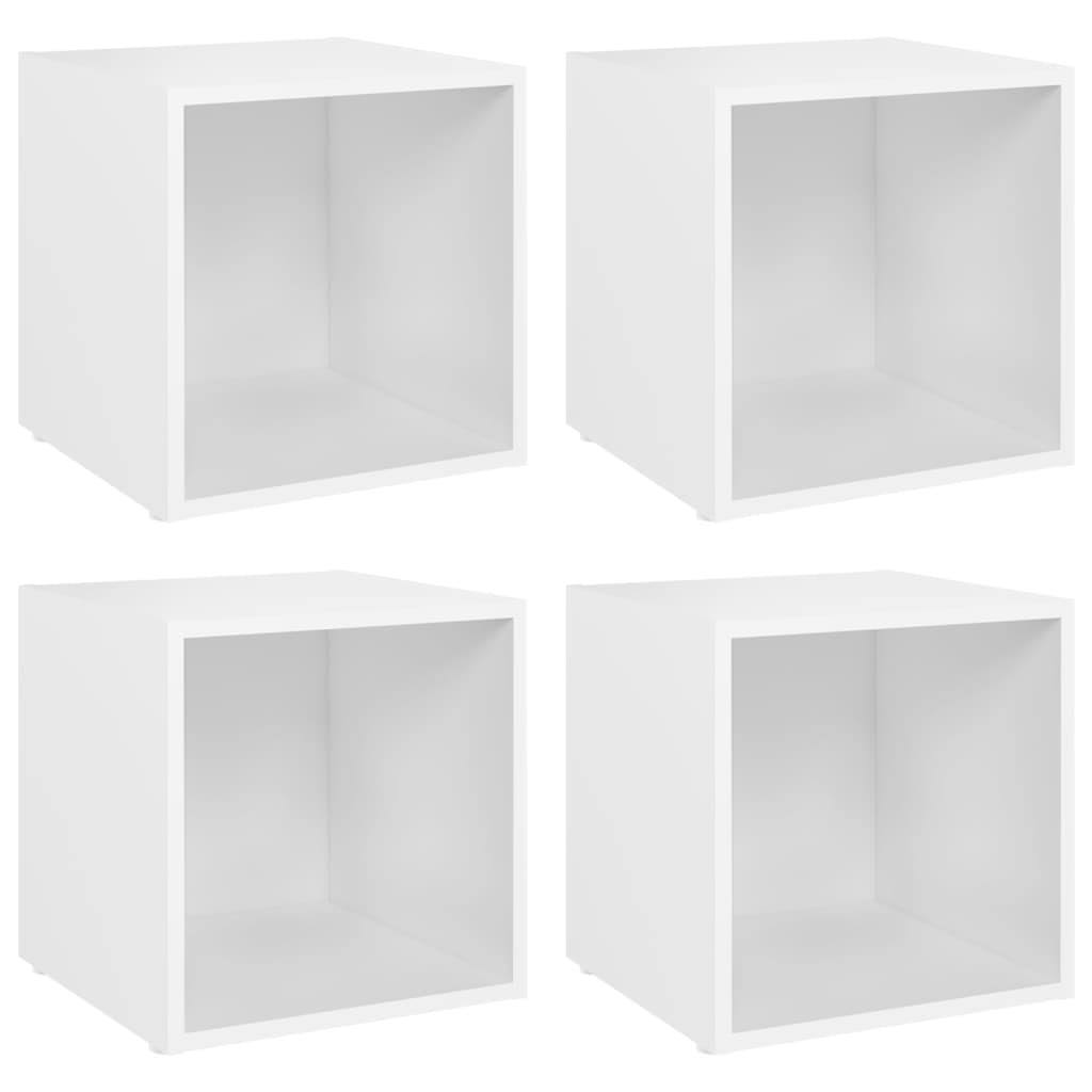 4 Pcs White Chipboard TV Cabinets A3067