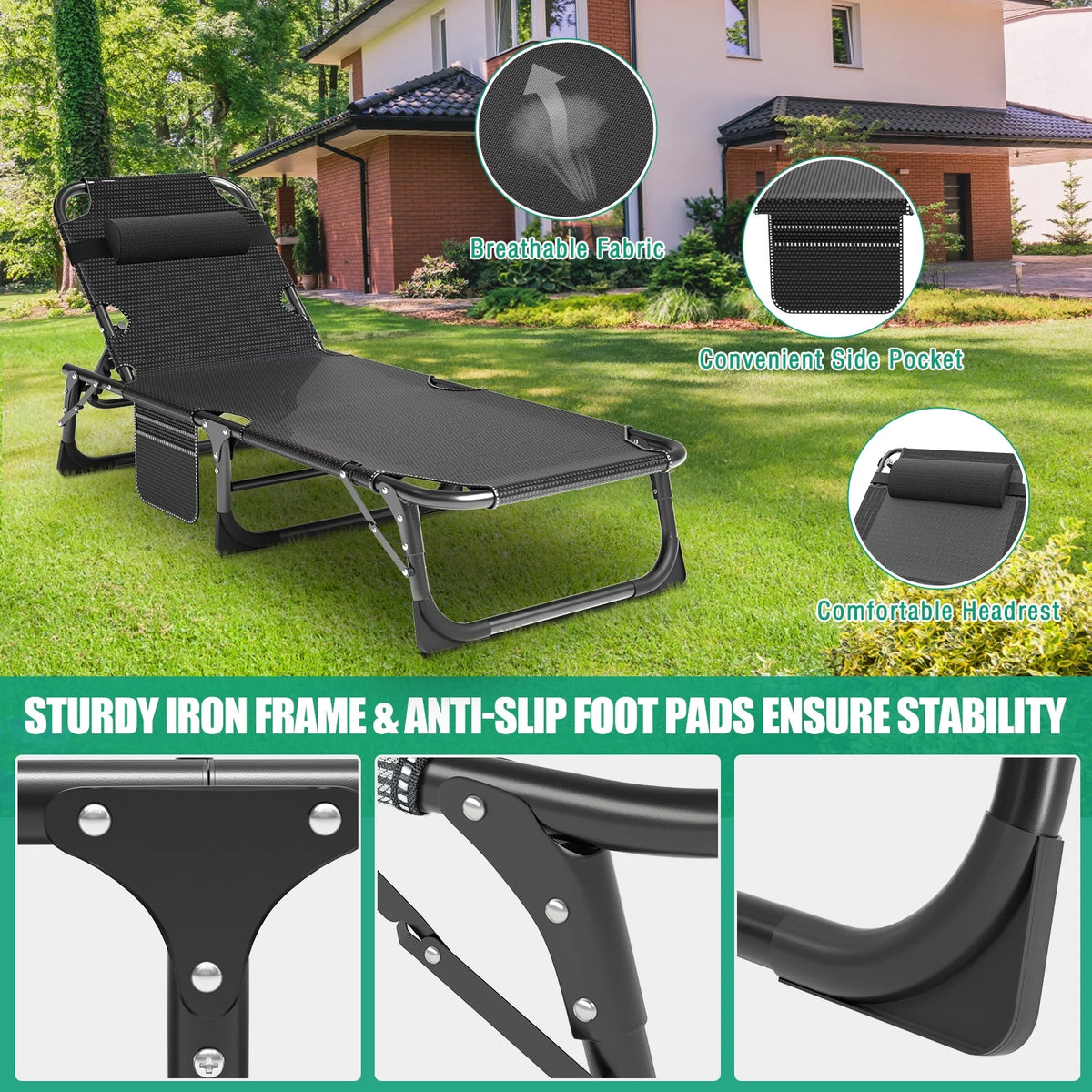 Folding Camping Cot with Mattress and Pillow M73050