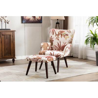 27.1x22 Wide Tufted Polyester Wingback Chair and Ottoman P510