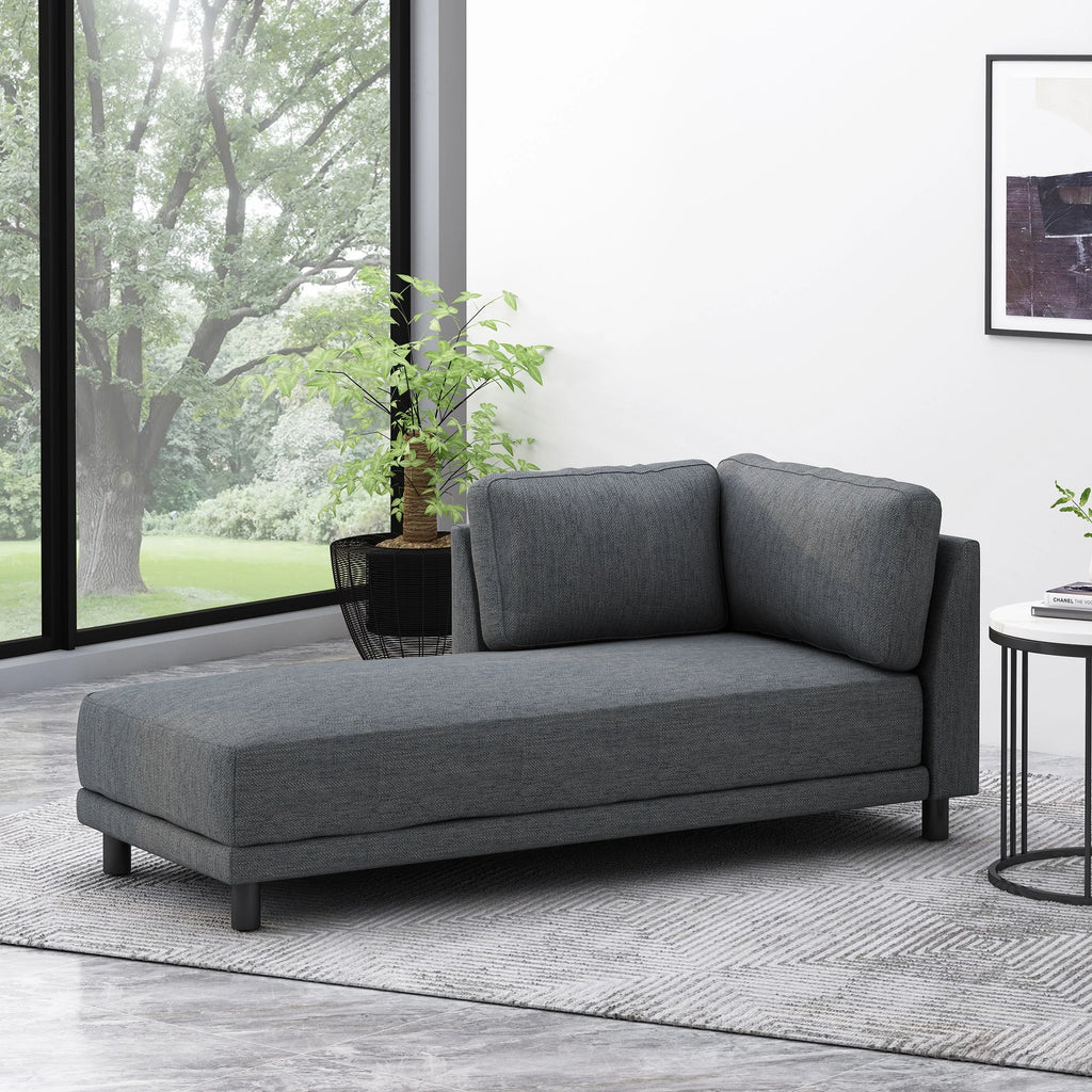 Navy Blue + Black Fabric Chaise Lounge L998425