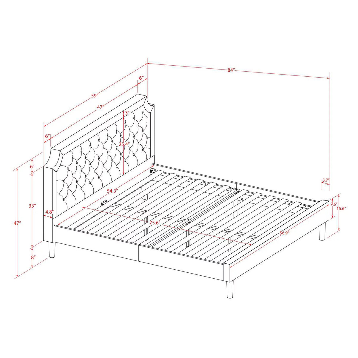 2-Piece Wooden Full Bedroom Set L4415