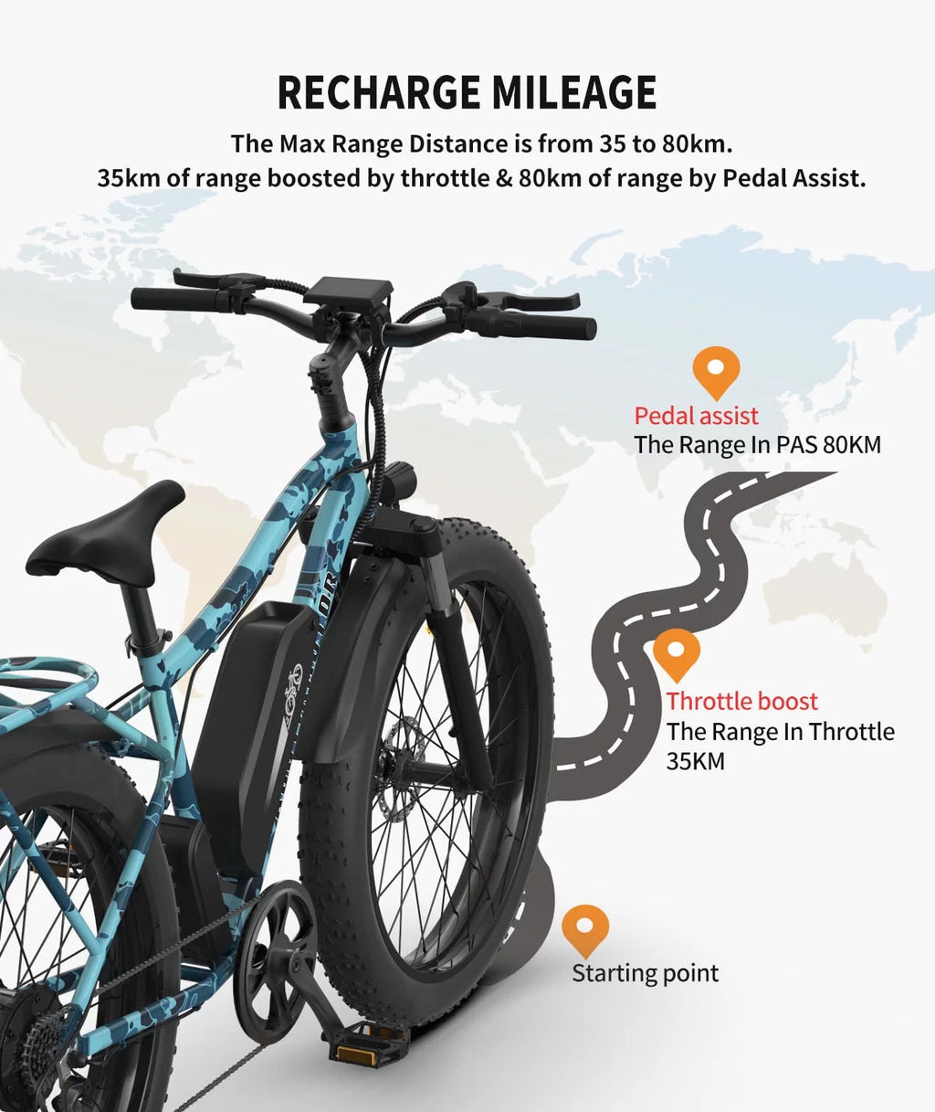 750W 48V 13AH Fat Tire Electric Mountain Bike D849784