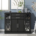 Black Accent Buffet Sideboard with Tempered Glass Console Table Sofa Table with Adjustable Shelves Cabinet L704056