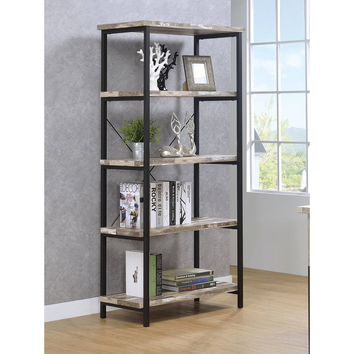 Salvaged Cabin 4-Shelf Bookcase M19443