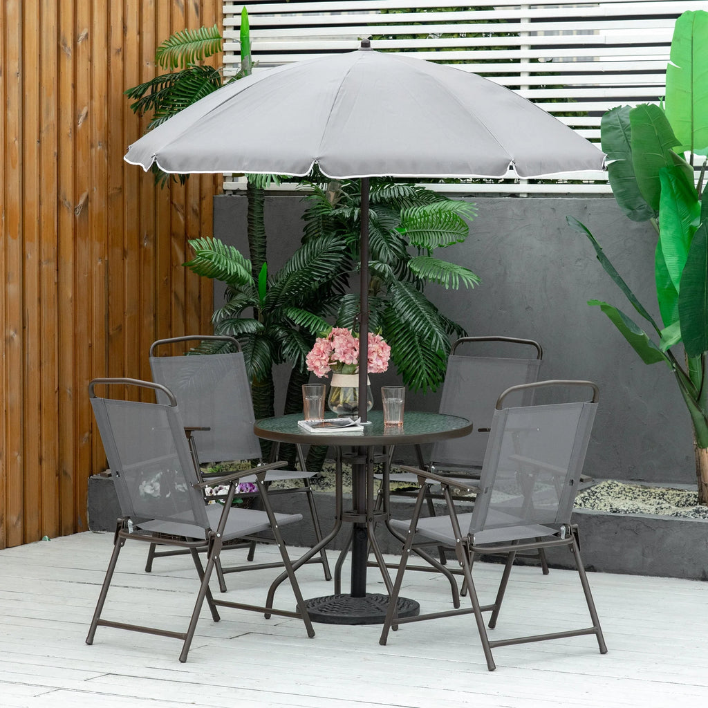 6 Piece Fabric Patio Dining Set with Umbrella K66479