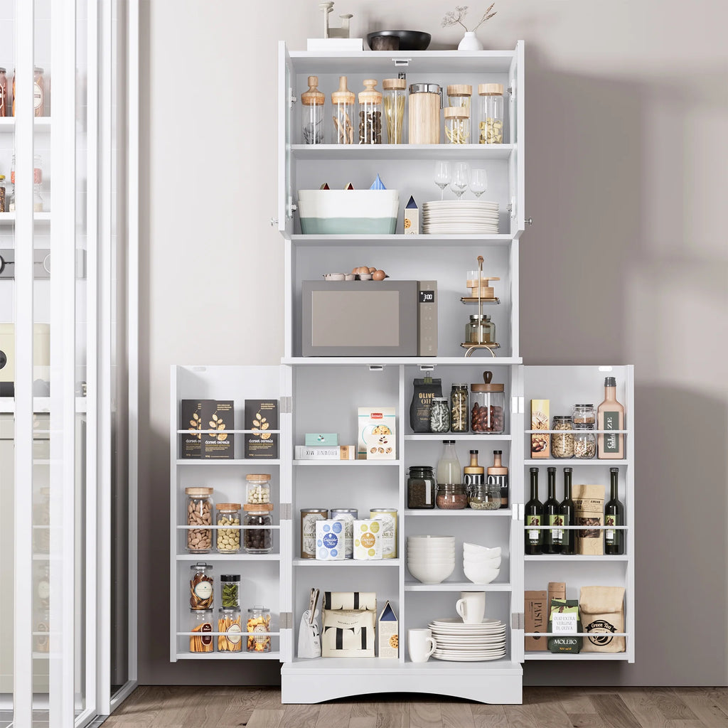 63'' White 4 Door Kitchen Storage Cabinet with Adjustable Shelves V924