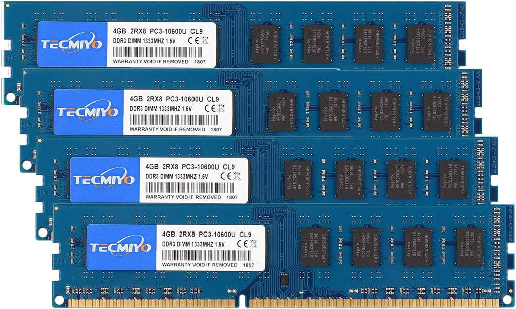 16GB Kit (4x4GB) DDR3 1333MHz PC3-10600 Non ECC Unbuffered 1.5V CL9 240 Pin UDIMM Desktop Memory Ram Module V832