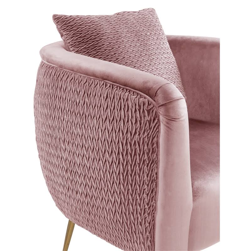 Blush Pink Velvet Barrel Accent Chair with Metal Legs F457