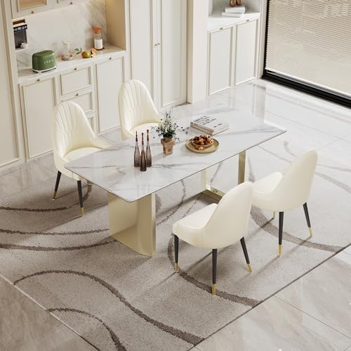 63 inch Clear Rectangular Glass Dining Table with Gold Metal Legs S7756