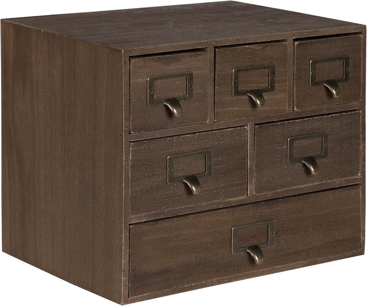 Rustic White 6 Drawers Wood Desk Drawer Set with Letter Holder B329280