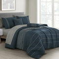 Blue 9-Piece Embroidered Comforter & Sheet Set Cal King Size W1989