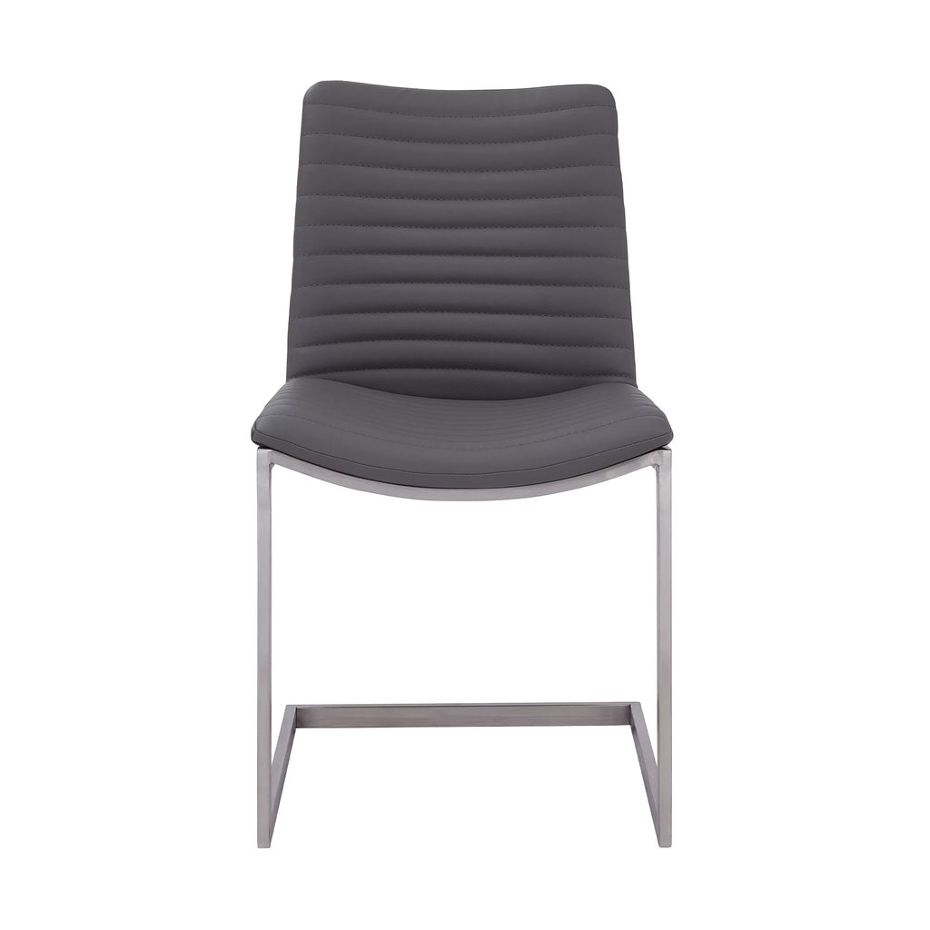 Gray Faux Leather Dining Chair Set of 2 Y139