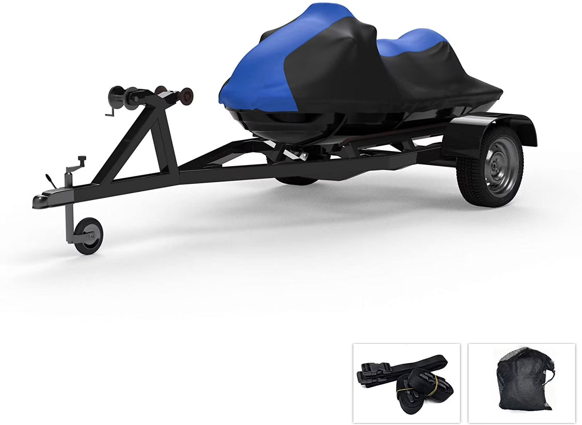 Blue / Black Jet Ski Cover with Trailer Straps and Storage Bag S238842