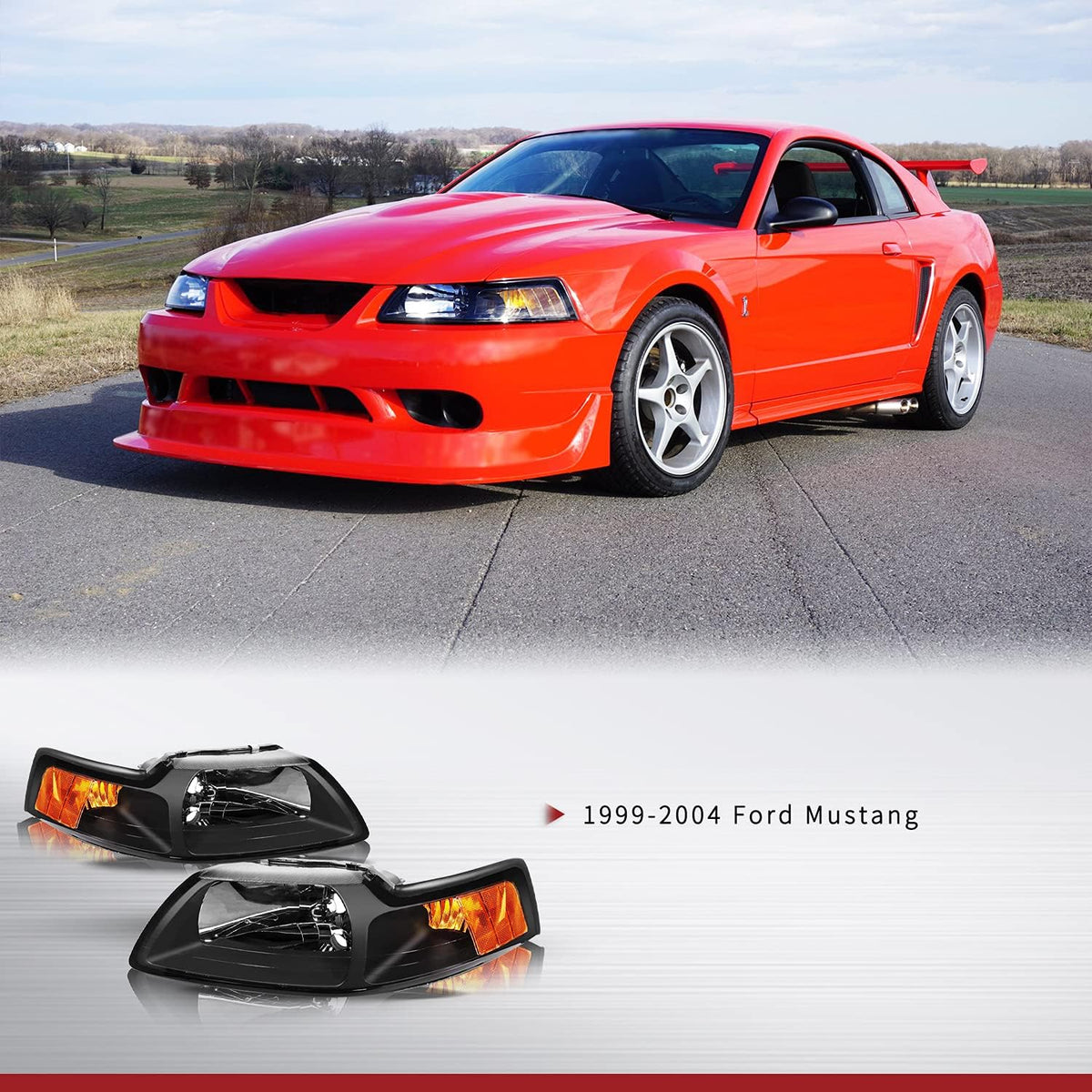 Headlights Assembly Replacement for 1999-2004 Ford Mustang K94695