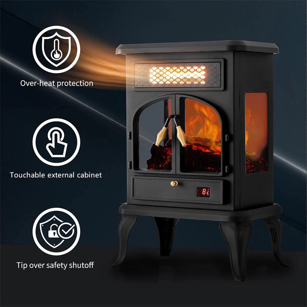 Freestanding Portable Electric Fireplace Heater Stove S418