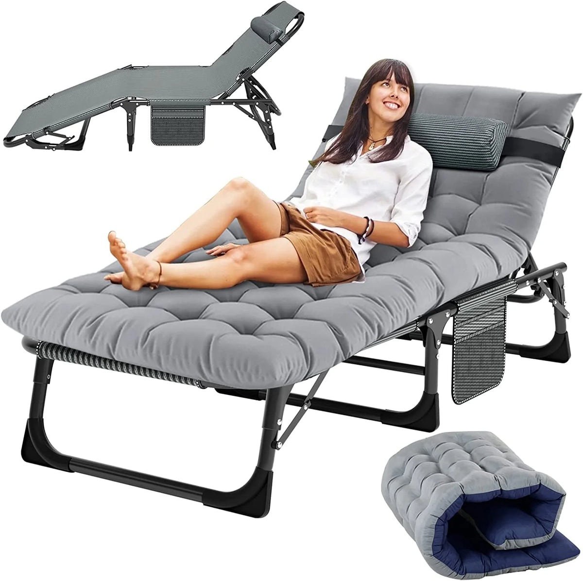 Folding Camping Cot with Mattress & Carry Bag P66701