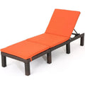 MultiBrown Wicker Chaise Lounge with Orange Cushion K5178