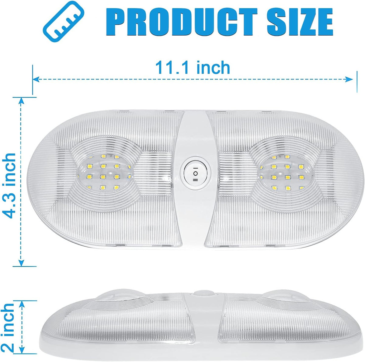 650 Lumens 12V LED Ceiling Dome Light with ON/Off Switch, Natural White 4000-4500K, Pack of 5 M194985