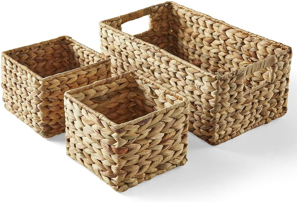 Woven Natural Water Hyacinth Organizational Basket Set of 3 D7229