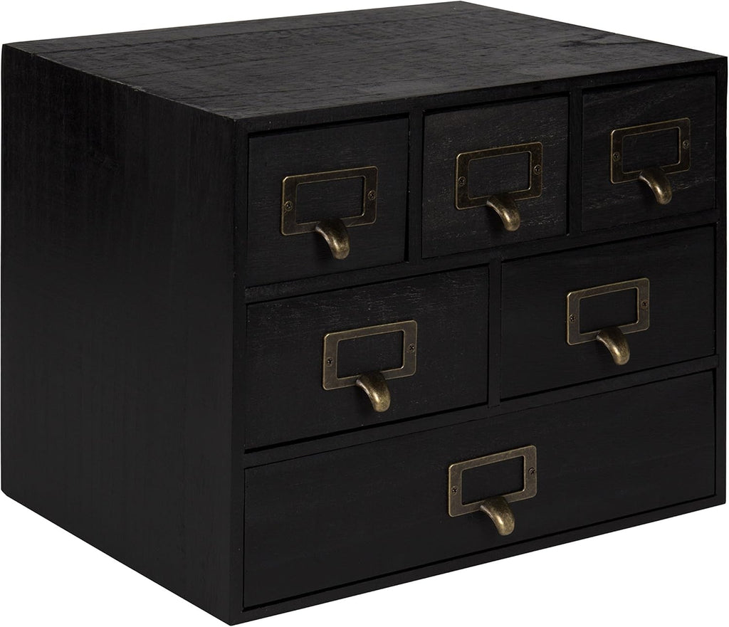 Rustic White 6 Drawers Wood Desk Drawer Set with Letter Holder B329280
