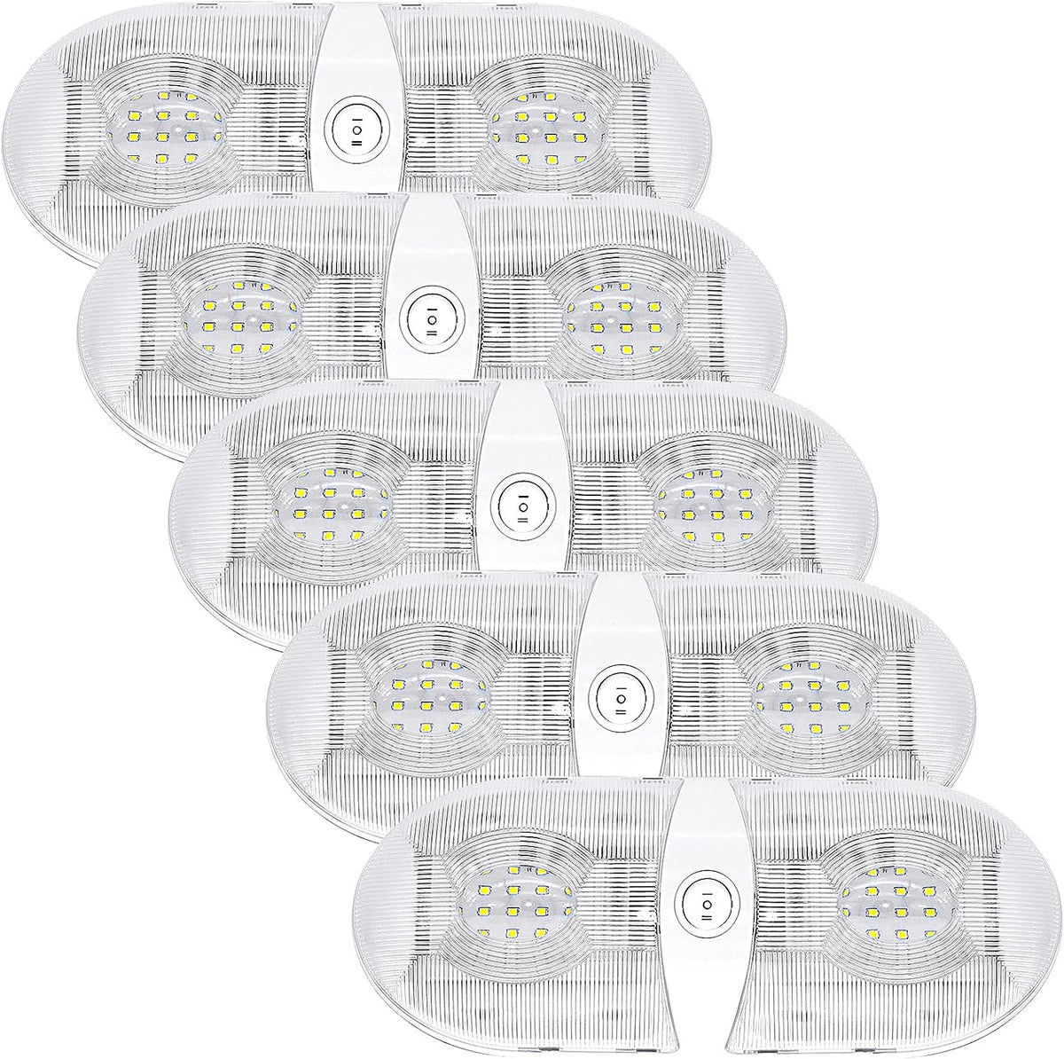 650 Lumens 12V LED Ceiling Dome Light with ON/Off Switch, Natural White 4000-4500K, Pack of 5 M194985