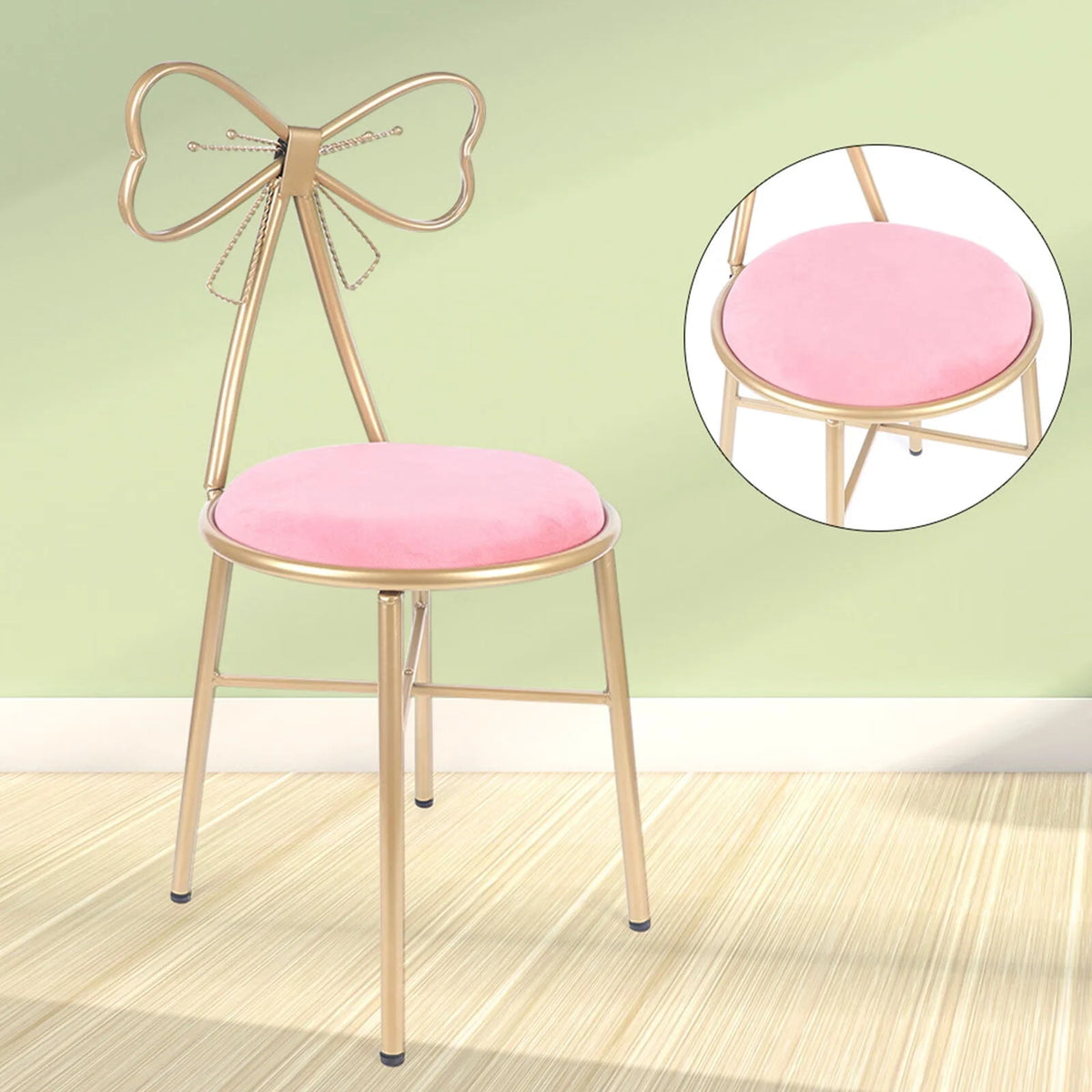 Pink Velvet Butterfly Vanity Chair C298721