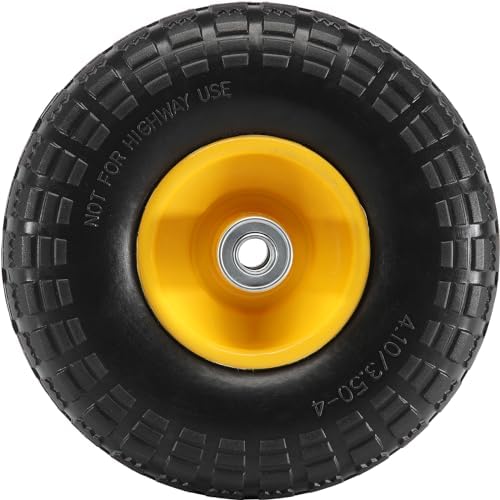 10-Inch Solid Rubber Flat Free Tubeless Tires and Wheels, 2-Pack V80785