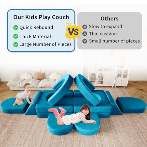 12PCS Modular Toddler Couch with Triangular Cushions and Arches (Gray) M9436