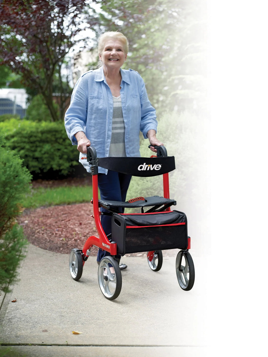 Red Rollator Rolling Walker U1252