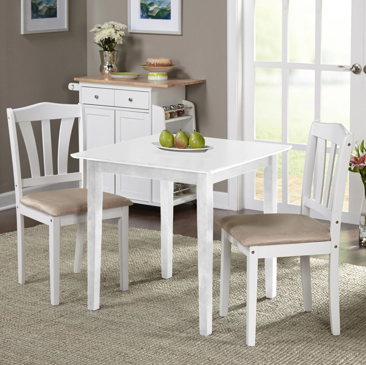 3-Piece Indoor Wood Dining Set with Table and Chairs N5099