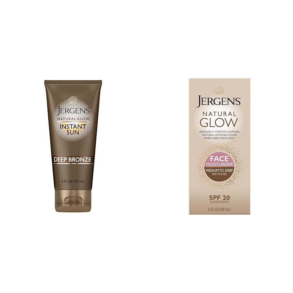 Natural Glow Instant Sun Sunless Tanning Moisturizer & Self Tanner Face Moisturizer, SPF 20 Facial Sunscreen, Medium to Deep Skin Tone, Oil Free C4541