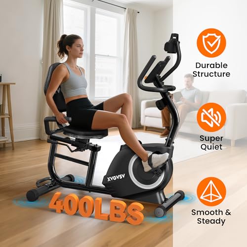 Recumbent Exercise Bike, 16-Level Resistance, Adjustable Seat, 400LB Capacity F43929