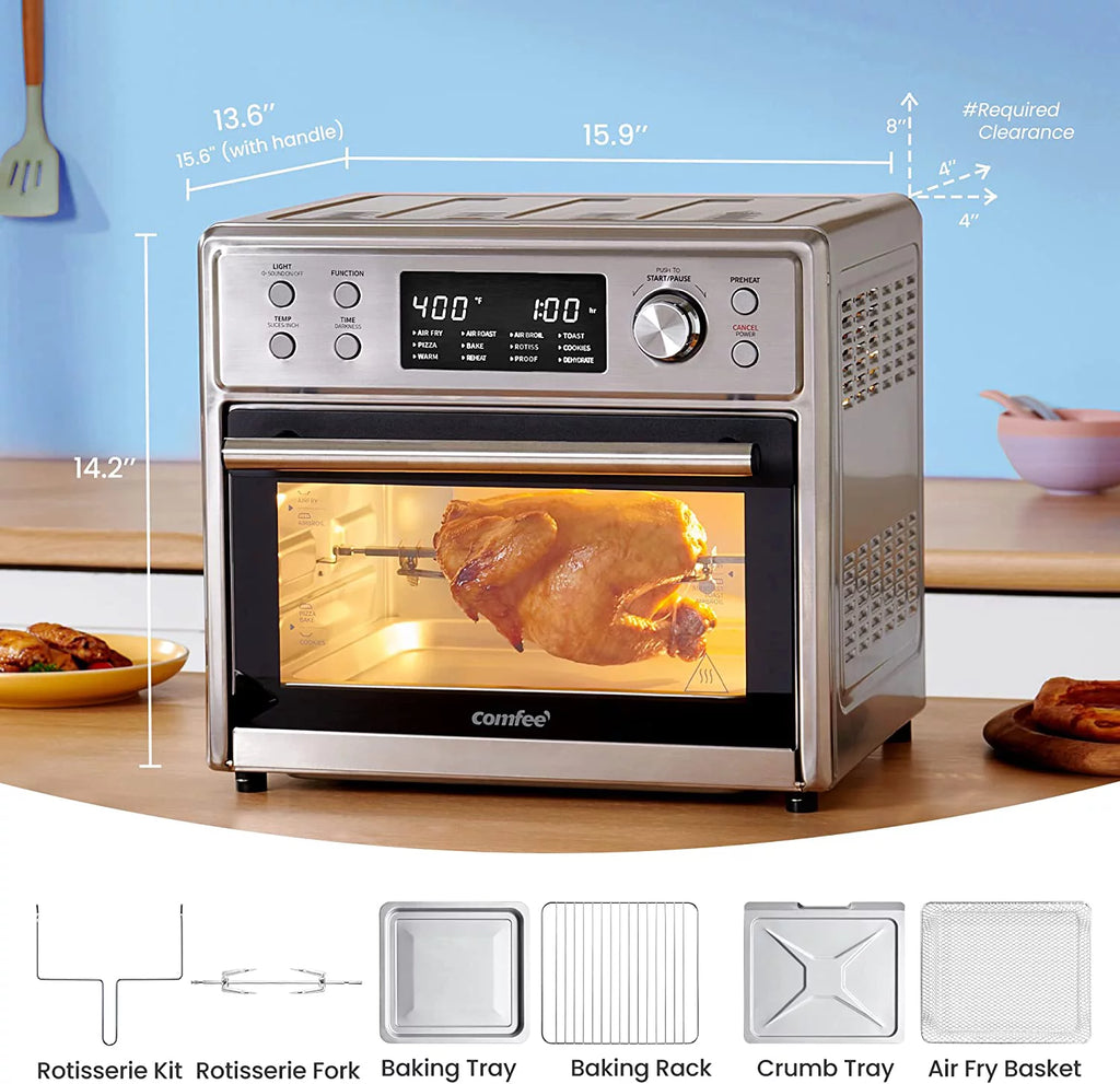 12-in-1 Air Fryer Toaster Oven Combo, 26.4 QT, Stainless Steel X72270