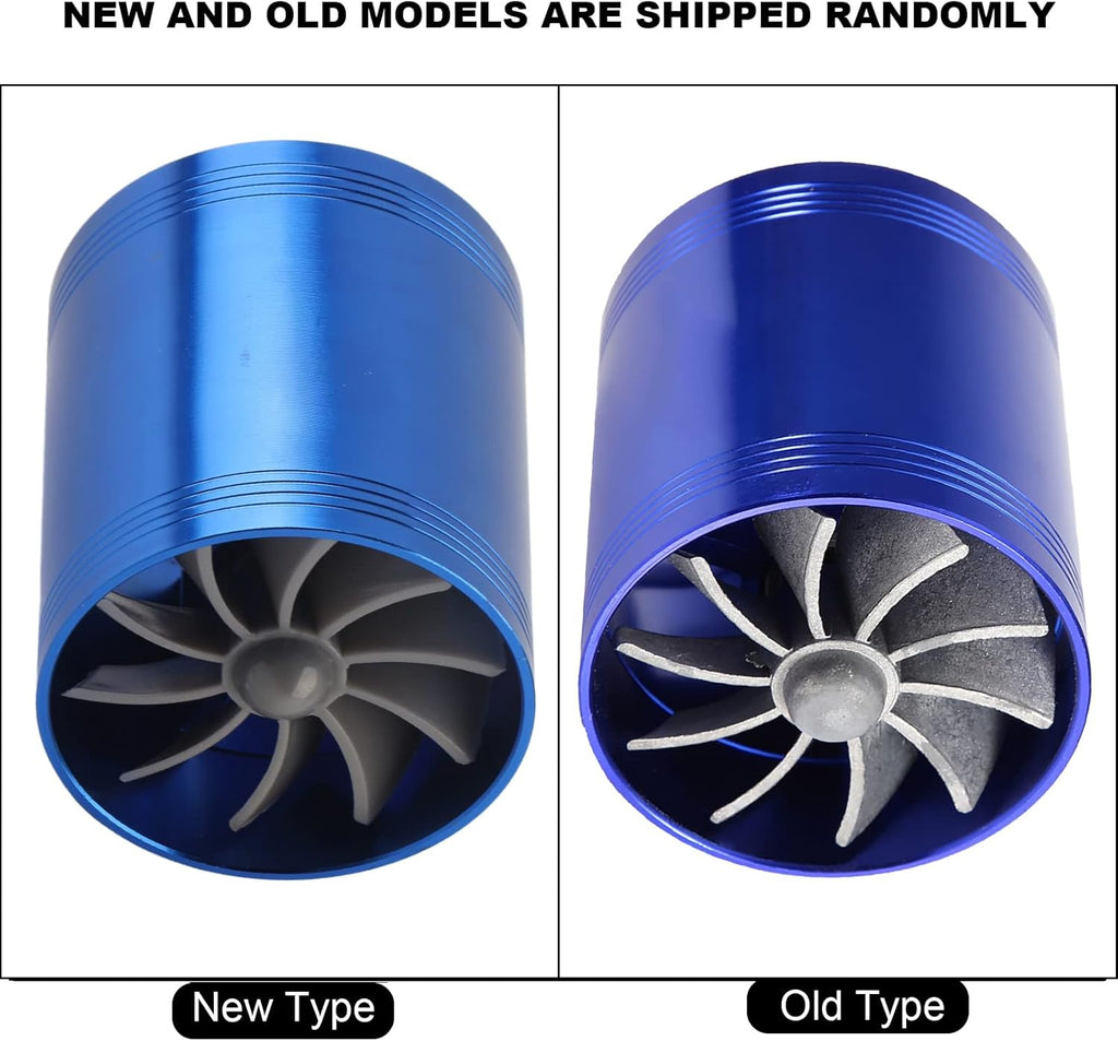 Twin Fan Turbine Car Air Intake Turbocharger Super Gas Fuel Saver Turbo (Blue) W716409