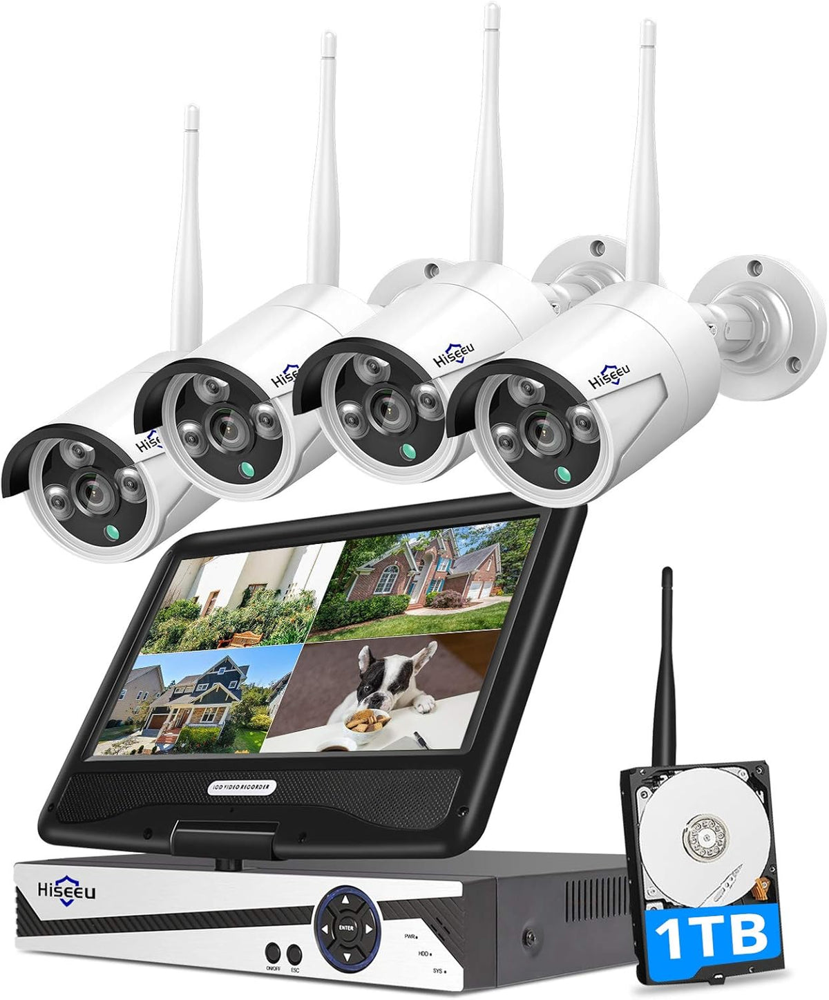 8CH Wireless Security Camera System with 10.1 Monitor and 1TB HDD O7529