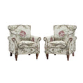 Wooden Upholstered Accent Chair Set of 2 with Removable Cushion Wingback Floral Lounge Sofa Set Nailhead Trim H812