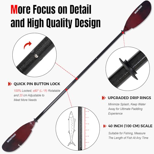 Carbon Fiber Shaft Plastic Blade Adjustable Kayak Paddles L649497