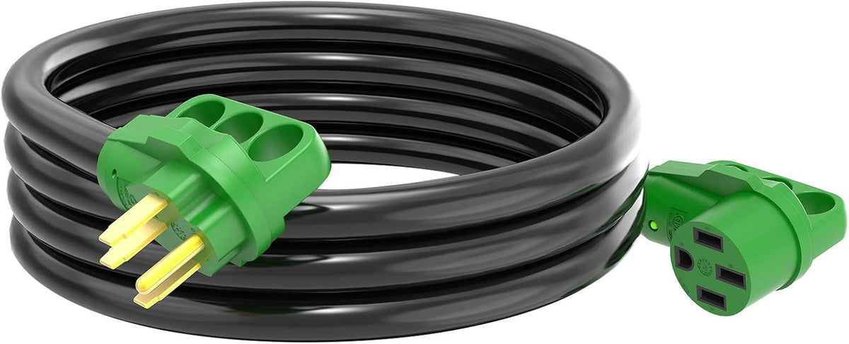 30 Amp 30 Feet RV Power Extension Cord, 10/3 Gauge STW, Green, Pack of 2 O497892