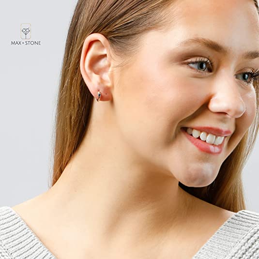Red Ruby 11mm Huggie Hoop Earring in 14k Yellow Gold with Hidden Clip Closure N9589