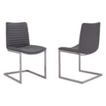 Gray Faux Leather Dining Chair Set of 2 Y139