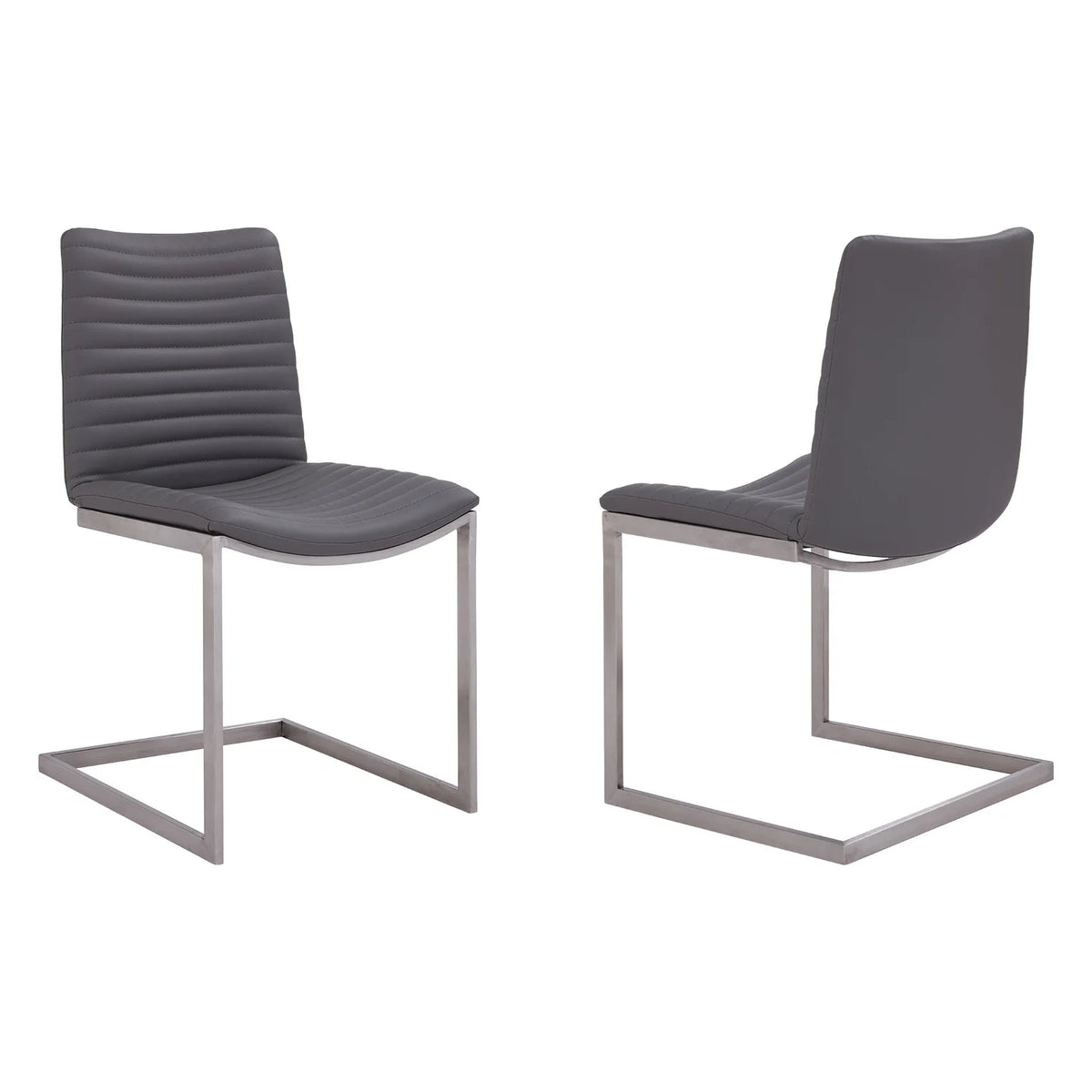 Gray Faux Leather Dining Chair Set of 2 Y139