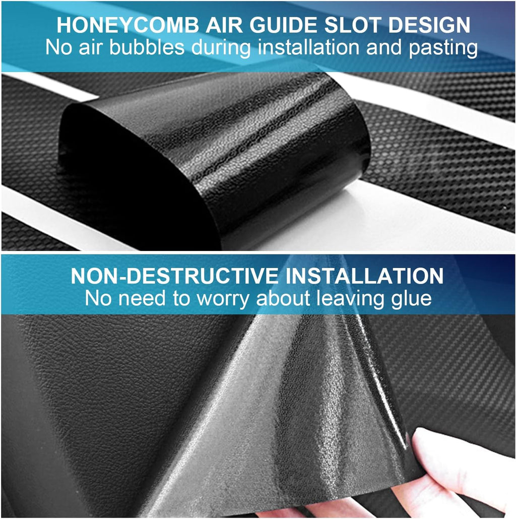 Carbon Fiber Texture Side Door Anti-Kick Threshold Protection Decal Panel W5740