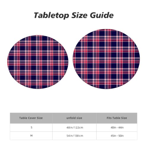 Multicolor Elastic Fitted Round Tablecloth Plaid Fits 45"-50" Diameter Tables C321