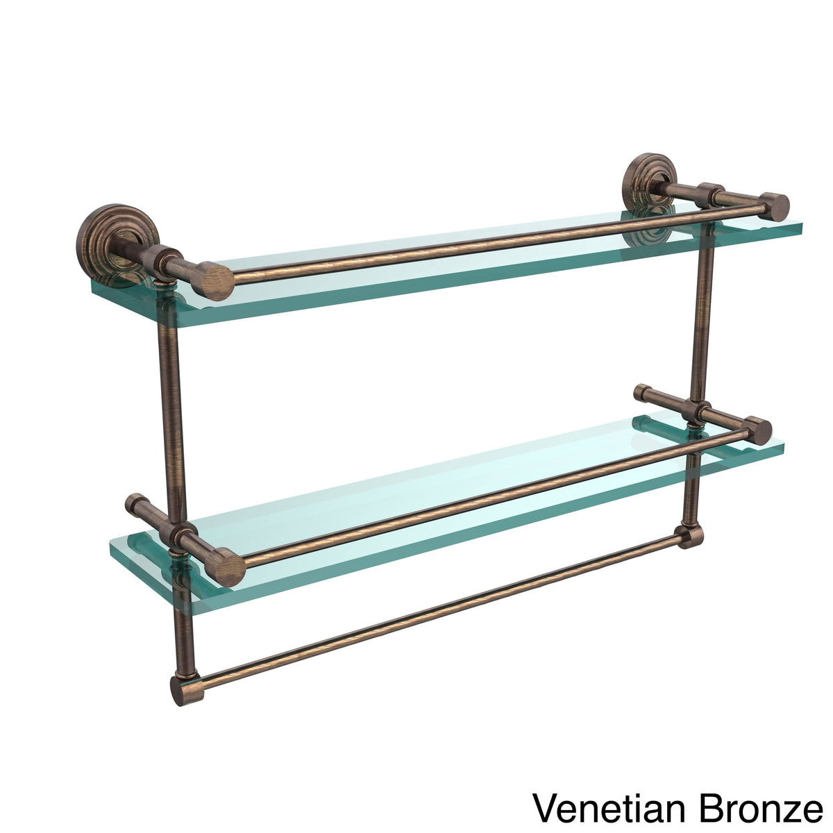 22 inch Double Glass Shelf with Towel Bar, Venetian Bronze C712
