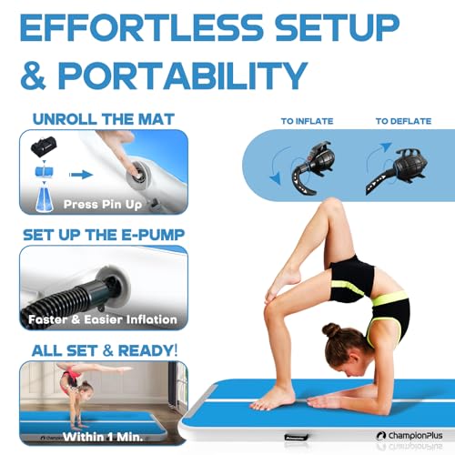 Inflatable Air Tumbling Mat 4/8 inches Thickness 10ft with Electric Air Pump Y5905