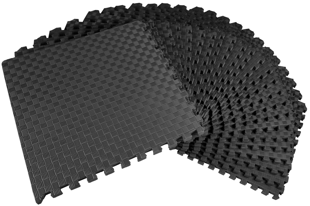 1 In. Thick EVA Foam Interlocking Exercise Mat, 18 Piece, Black K9331