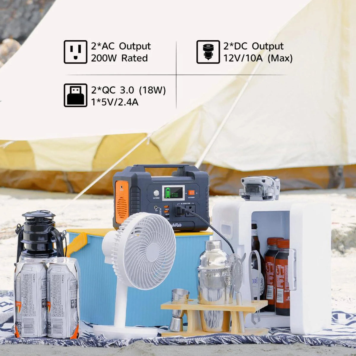 200W Portable Power Station with 50W Solar Panel E590495