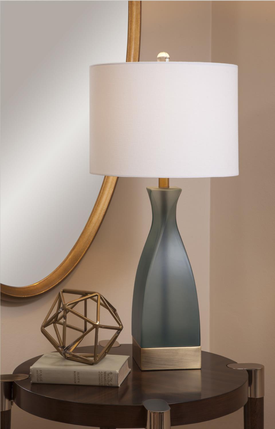 Frosted Blue Glass Table Lamp A954